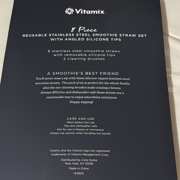 NEW Vitamix brand Stainless Steel Straws with Silicone Tips & Cleaning Brushes - Picture 5 of 8